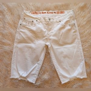 Rock Revival White Wash Denim Jeans Short Shorts Men's 40